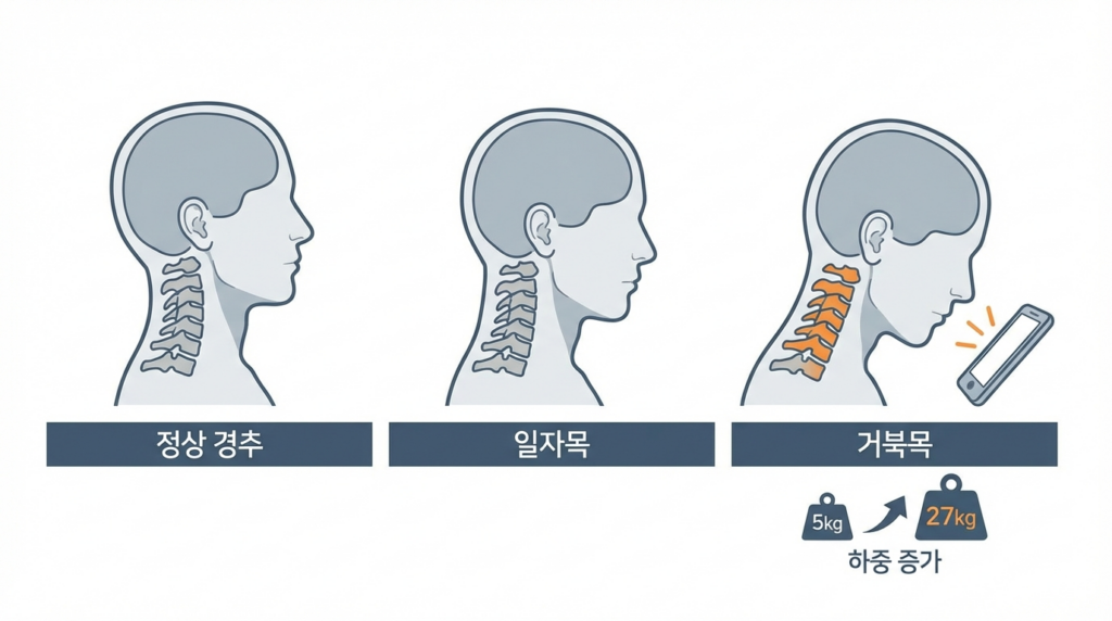 거북목과 정상 경추