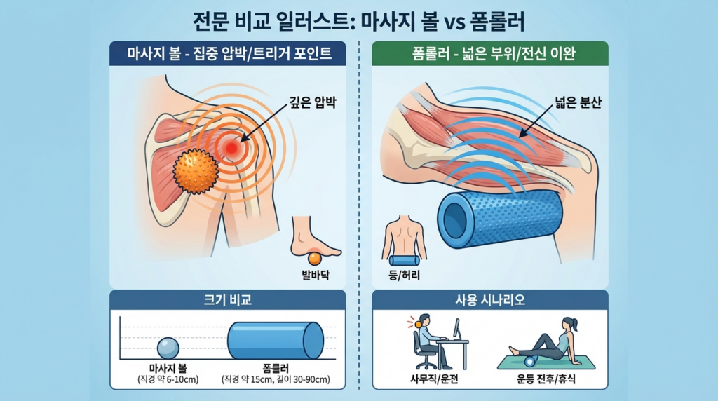마사지볼 vs 폼롤러