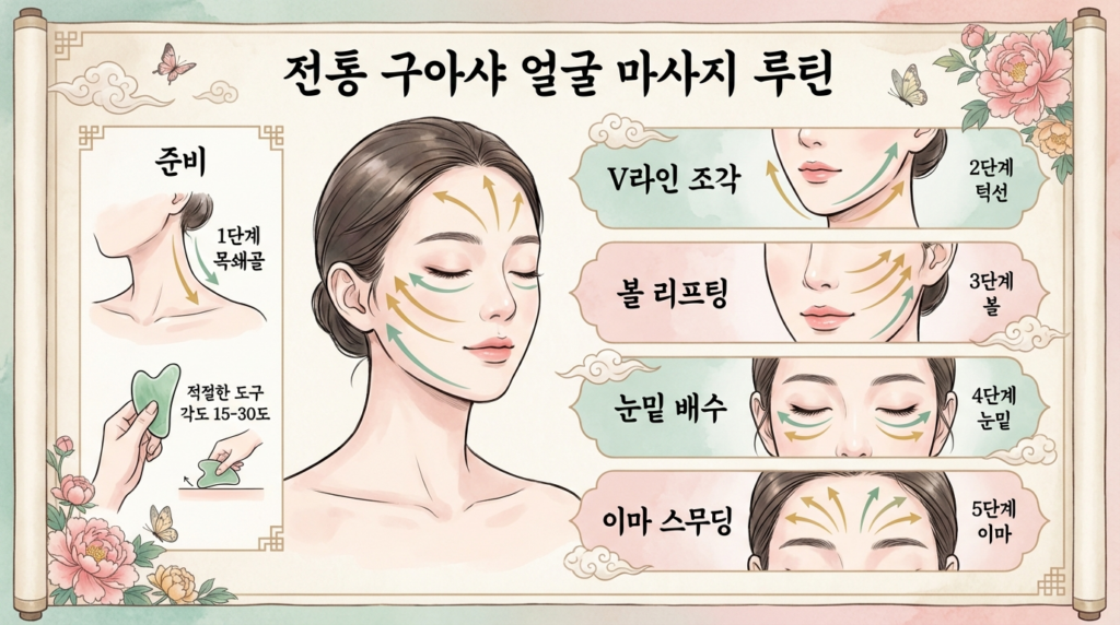 얼굴 괄사마사지 루틴