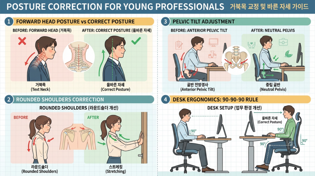 거북목 교정 바른 자세 가이드
