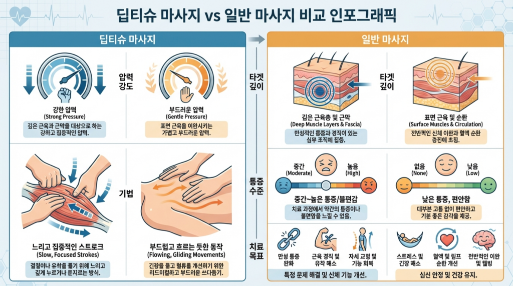 딥티슈 마사지와의 핵심 차이